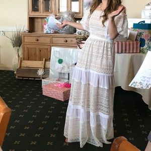 BHLDN Monique Lhuillier White Lace Dress, Size 0